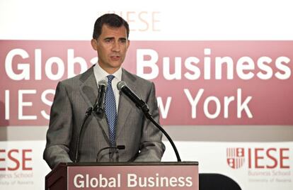 Don Felipe, durante un encuentro en Nueva York en junio de 2012 organizado por la escuela de negocios IESE.