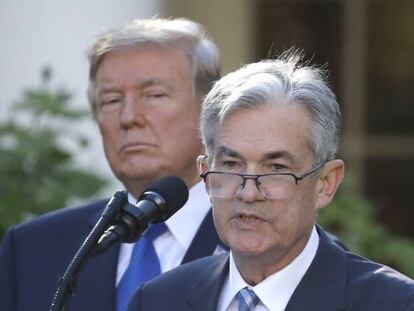 El presidente de EE UU, Donald Trump, junto a Jerome Powell, nominado a la presidencia de la Fed.
