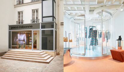 Exterior e interior de la nueva tienda Paco Rabanne en París.