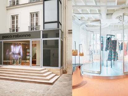 Exterior e interior de la nueva tienda Paco Rabanne en París.