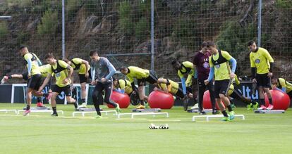 Entrenamiento del Celta antes de recibir al Real Madrid.