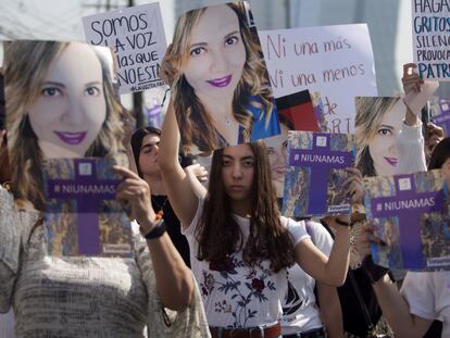 Imagen de archivo de familiares y amigas de Abril Pérez Sagaón, en una protesta contra el feminicidio.