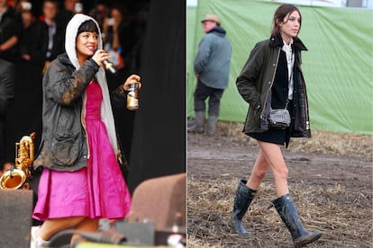 Lily Allen y Alexa Chung luciendo Barbours en Glastounbury durante la pasada década.