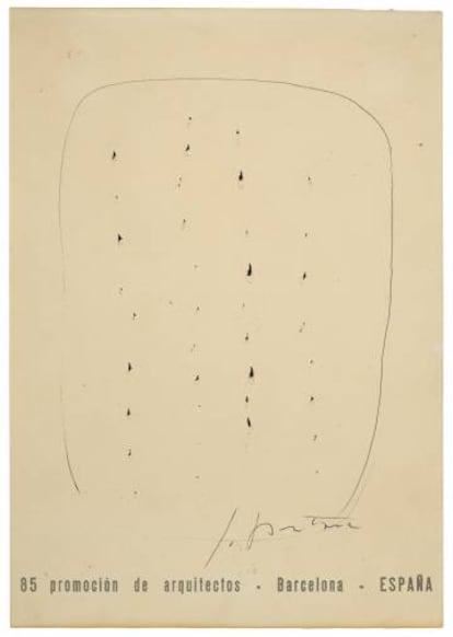 El dibujo de Fontana que puede verse en la exposición de Barcelona.