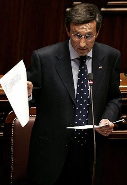 Gianfranco Fini, durante su intervención en el Parlamento.