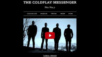 Imagen del mail enviado por Coldplay,
