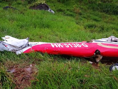 Los restos de la avioneta Cessna T210N, tras el accidente de este miércoles, en una imagen difundida en redes sociales.