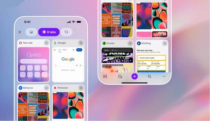 Interfaz de la nueva versión del nevegador Opera One para iOS