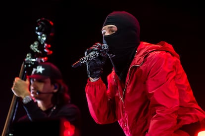 Peso Pluma, durante su participación en festival Pa'l Norte, de Monterrey, el marzo pasado.