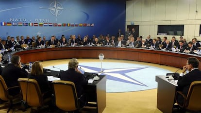 Vista general de la reunión de titulares de Defensa de países de la OTAN en Bruselas, Bélgica, celebrada el pasado 5 de octubre. EFE/Archivo