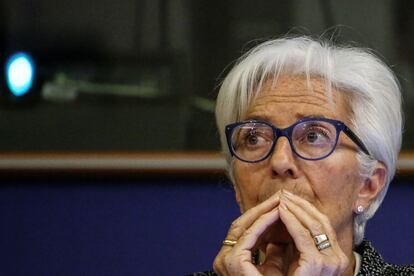 La presidenta del BCE, Christine Lagarde, durante una intervención en el Parlamento Europeo.