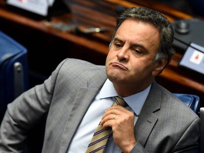 Aécio Neves no dia 25 de abril, no Senado.