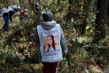 María del Carmen Volante, madre de Pamela Gallardo, desaparecida en 2017, durante una jornada de búsqueda en Ciudad de México, el 27 de marzo de 2025.