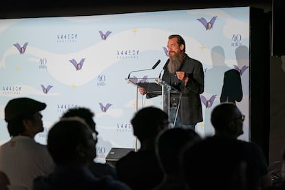 Mitchel Berger, vicepresidente ejecutivo y al frente del comercio global de Crunchyroll, plataforma y principal sello de distribución de anime fuera de Japón, en el festival de Annecy.