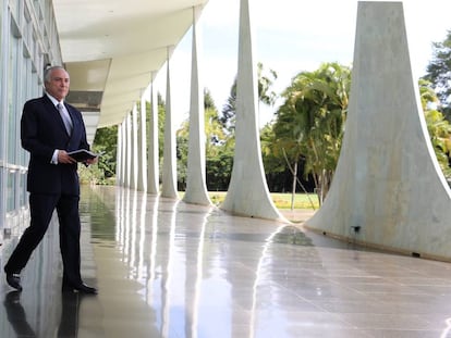 El presidente brasile&ntilde;o, Michel Temer, el jueves en el palacio de la Alvorada en Brasilia