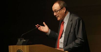 El gobernador del Banco de Espa&ntilde;a, Luis Mar&iacute;a Linde, en una conferencia en Almeria la semana pasada.