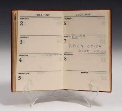 Agenda de Vivien Leigh del 1976, el año en el que murió que se ha vendido por7.916 euros.
