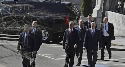 Miembros del House Freedom Caucus este jueves en la Casa Blanca.