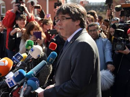 Carles Puigdemont el pasado viernes a su salida de la prisión de Neumunster en Alemania.