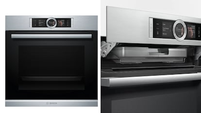 El sistema de limpieza de este horno Bosch genera vapor de agua que reblandece la suciedad.