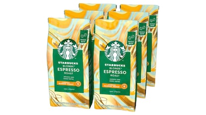 Pack de seis cafés en grano de Starbucks.