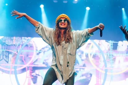 M.I.A performs at the Benicàssim Music Festival on Sunday.