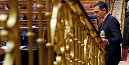 El presidente del Gobierno, Pedro Sánchez, en el Congreso de los Diputados.