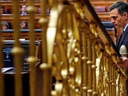 El presidente del Gobierno, Pedro Sánchez, en el Congreso de los Diputados.