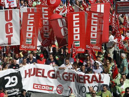 Manifestación en Sevilla contra la reforma laboral el pasado 29 de septiembre.