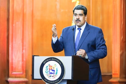 Nicolás Maduro durante um anúncio em Caracas.