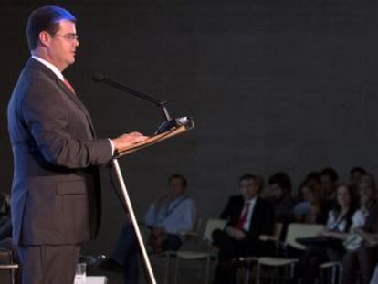 El alcalde de Veracruz, Ramón Poo, en la presentación en Madrid del II Foro Iberoamericano de Ciudades.