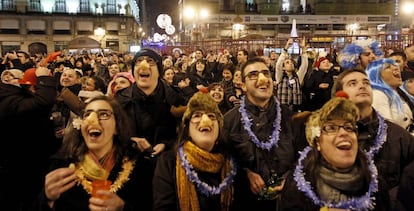 Primer ensayo de las campanadas de Nochevieja en la Puerta del Sol de Madrid en el año 2010.