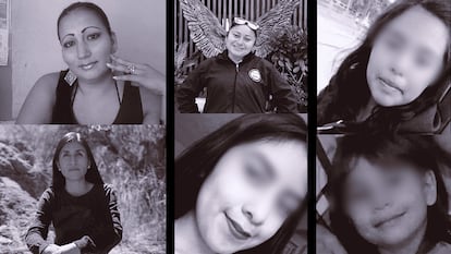 Mujeres víctimas de feminicidio el mes de marzo de 2021.
En orden de aparición: Victoria Salazar, Karla, Maricela, Ivonne Gallegos, Wendy y Nicole.