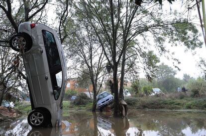 Inundaciones causadas por las fuertes lluvias caídas en Grabels, cerca de Montpellier, Francia.