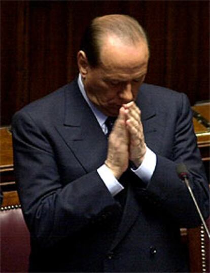 Silvio Berlusconi, durante su intervención en el Parlamento.
