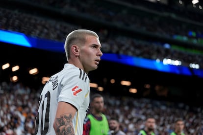 Franco Mastantuono, en su estreno liguero con el Madrid ante Osasuna.