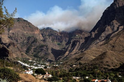 El incendio forestal declarado este sábado en Gran Canaria ha entrado en el Parque Natural de Tamadaba.