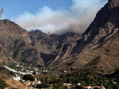 El incendio forestal declarado este sábado en Gran Canaria ha entrado en el Parque Natural de Tamadaba.