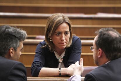 Carme Chacón, durante el debate parlamentario de ayer.