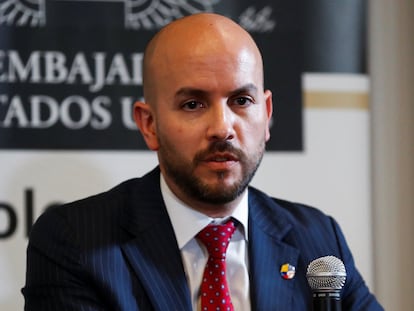 Juan González, asesor de la Casa Blanca, durante una rueda de prensa en Bogotá (Colombia), el lunes.