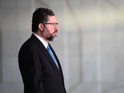 O ministro Ernesto Araújo, em Brasília no dia 5.