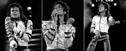 Michael Jackson, durante el concierto que ofreció en e estadio Vicente Calderón en 1988, dentro de la gira 'Bad'