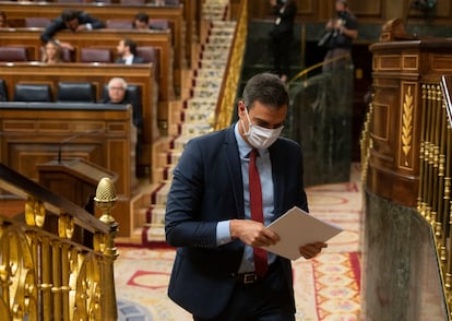 El presidente del Gobierno, Pedro Sánchez, en el Congreso de los Diputados el pasado miércoles.