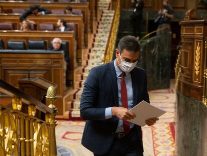 El presidente del Gobierno, Pedro Sánchez, en el Congreso de los Diputados el pasado miércoles.