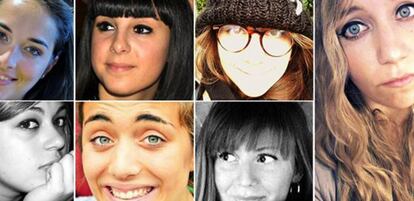 The seven Italian victims of the Tarragona bus crash.
