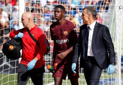 Dembélé se retira lesionado en Getafe.