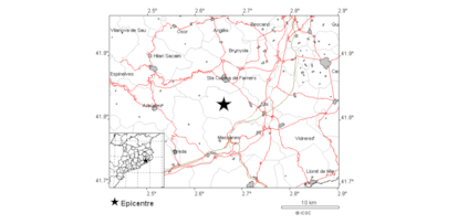 El epicentro del terremoto, cerca de Santa Coloma de Farners (Girona).