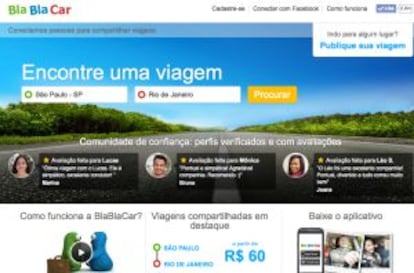 Página do BlaBlaCar no Brasil.