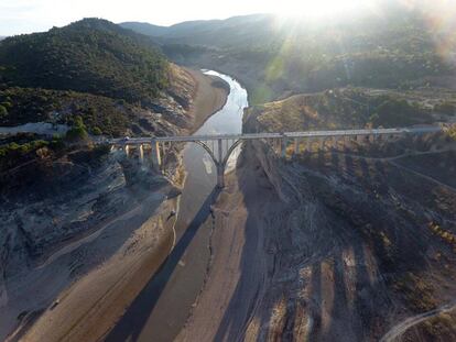Estado actual del embalse de Entrepeñas, en Guadalajara.
