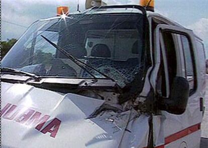 La ambulancia robada en Hospital Comarcal de la Vega Baja en Orihuela.